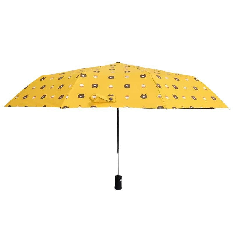 Auto Open/Close 8-Rib Sun & Rain Umbrella - 98cm UV Protection Canopy(yellow)