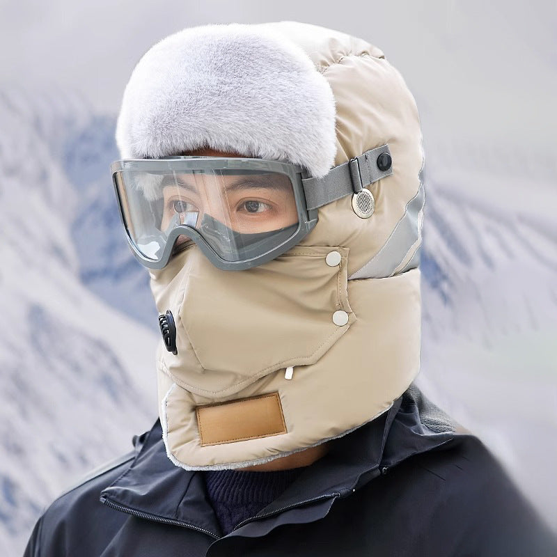 Anti-Fog Thermal Cycling hat - Reflective Safety & Voice Amplification(khaki)