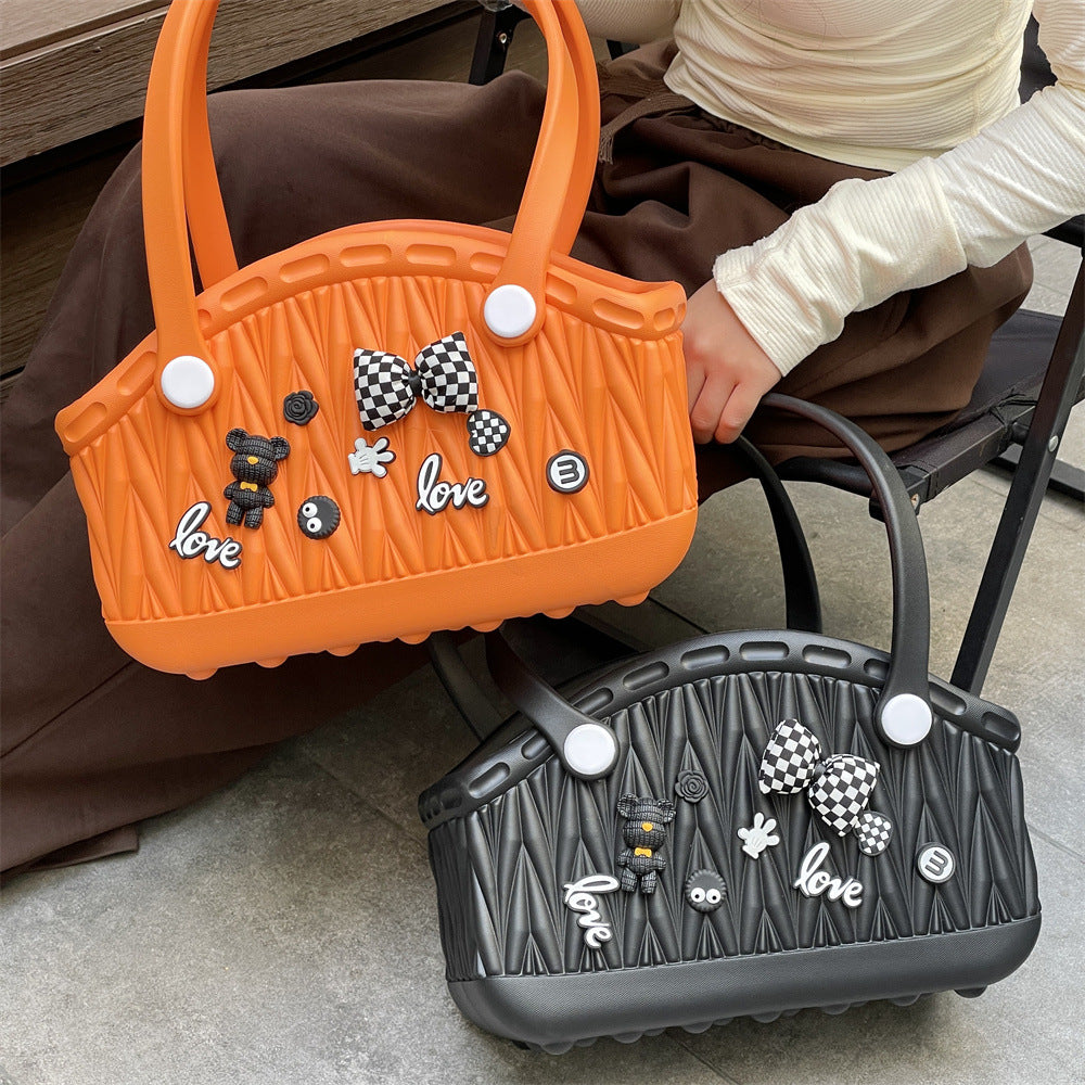 Stylish Handbag - Spacious with Decorative Elements(Dark Blue)