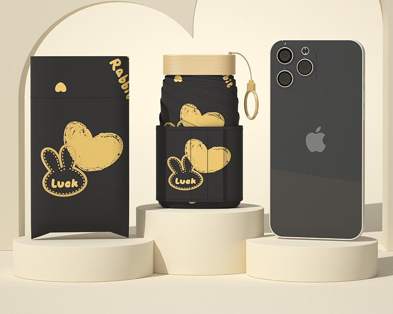 Ultra-Compact 7-Fold Folding Umbrella - UPF50+ Sun Protection & Portable Clip Design(black)