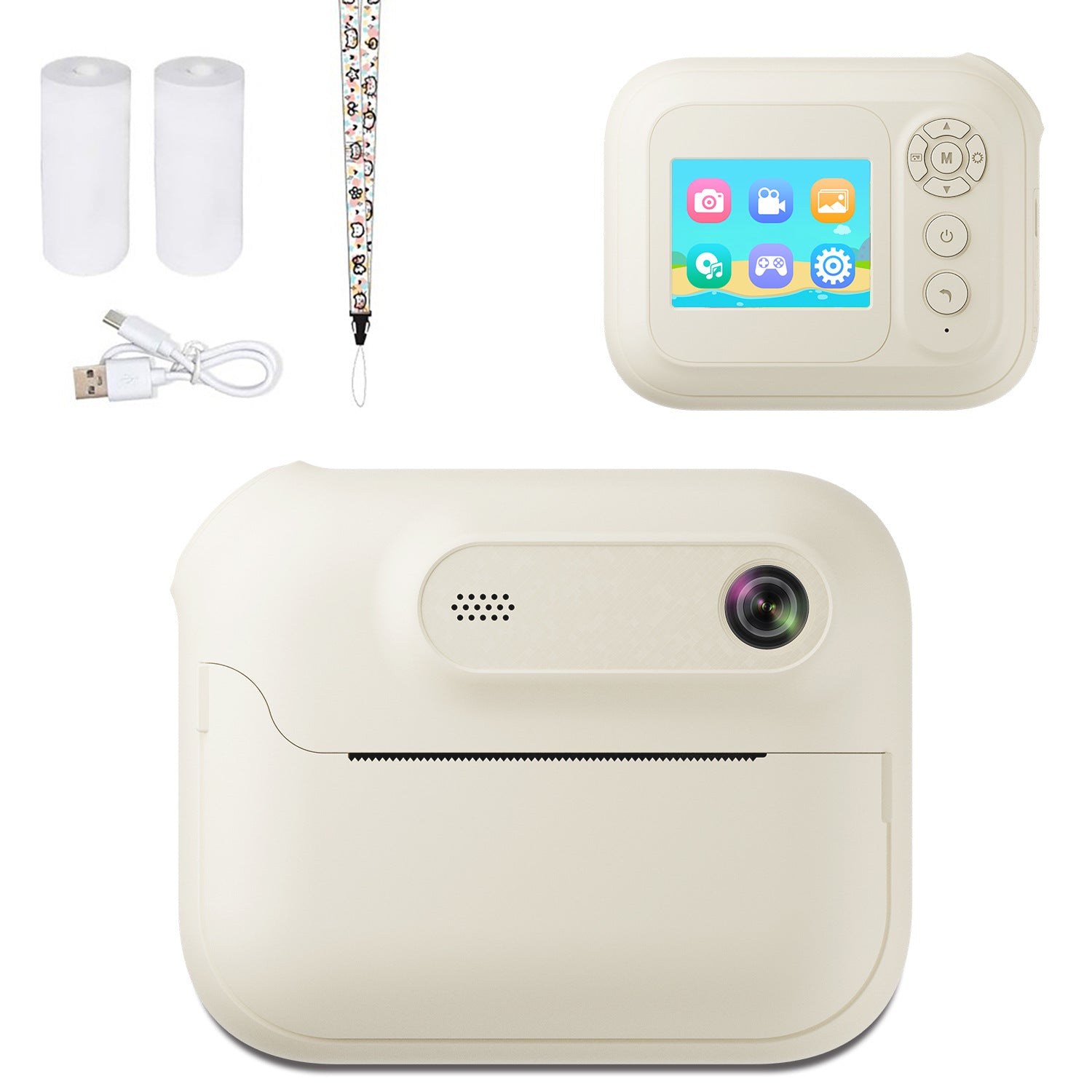 Kids Multi-Functional Camera Toy - Instant B&W Printing & Creative Stickers(white)