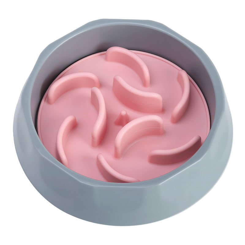 Slow Feeder Dog Bowl Set - Anti-Choke Puzzle Feeder Insert & Bowl for Healthy Eating Habits(pink)