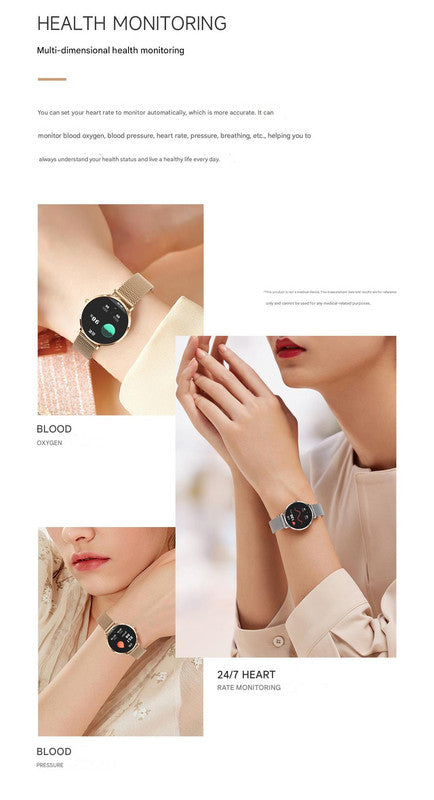 Elegant Women's Smartwatch - Ultra-Thin 6.8mm, 1.19 AMOLED Display Health Monitoring & Stainless Steel Mesh Band(Silver)"