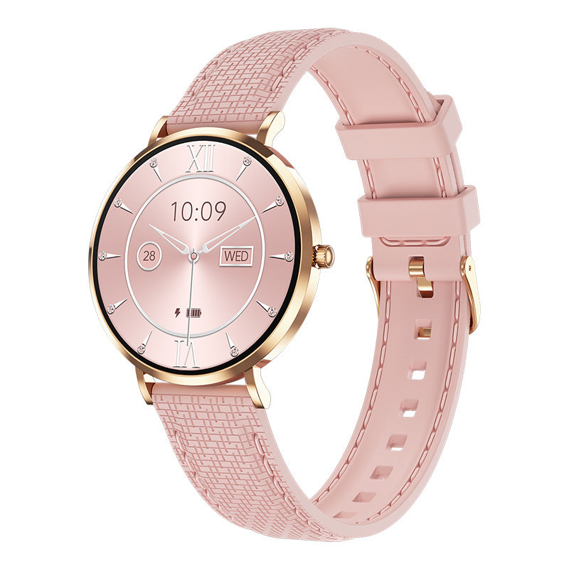 Elegant Women's Smartwatch - Ultra-Thin 6.8mm, 1.19 AMOLED Display Health Monitoring & Stainless Steel Mesh Band(Pink)"