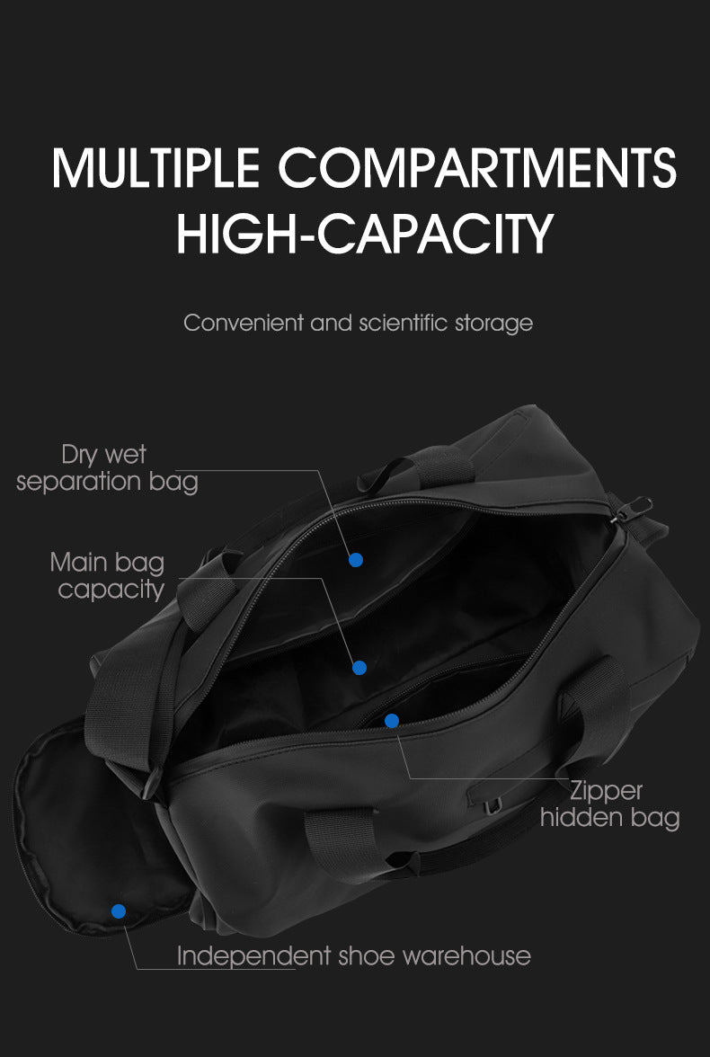 Large Capacity Travel Duffel Bag with Shoe Compartment & Wet Pocket - Multi-Purpose Gym & Weekend Bag(Khaki)