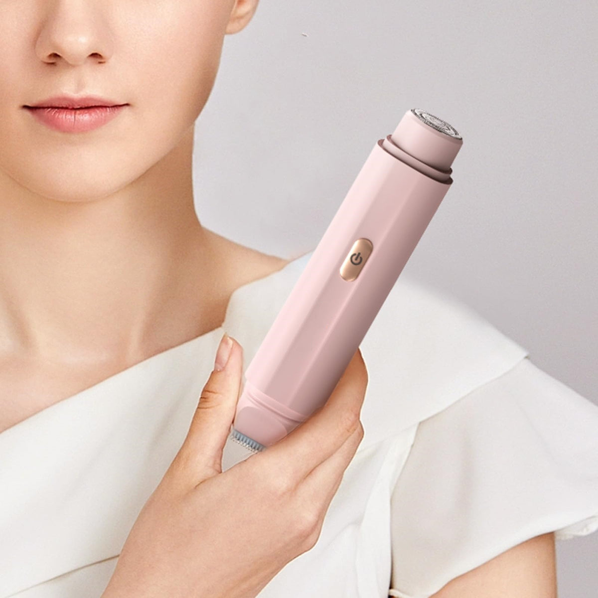 2-in-1 Women's Electric Body Shaver & Facial Trimmer - IPX7 Waterproof, Dual Head with Ceramic Blades, USB Rechargeable(Pink)