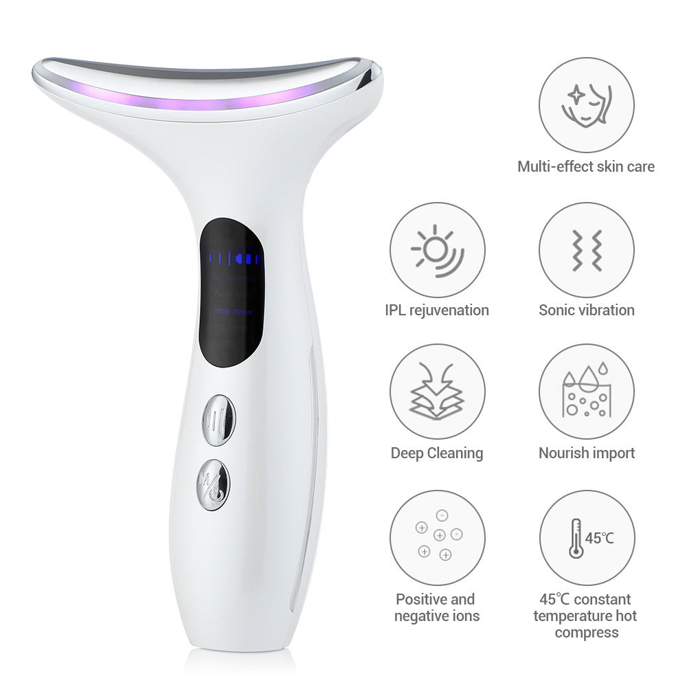 Multi-Function Neck & Face Beauty Device - 4-in-1 LED Light Therapy, EMS Lifting & Anti-Wrinkle Massager(black)