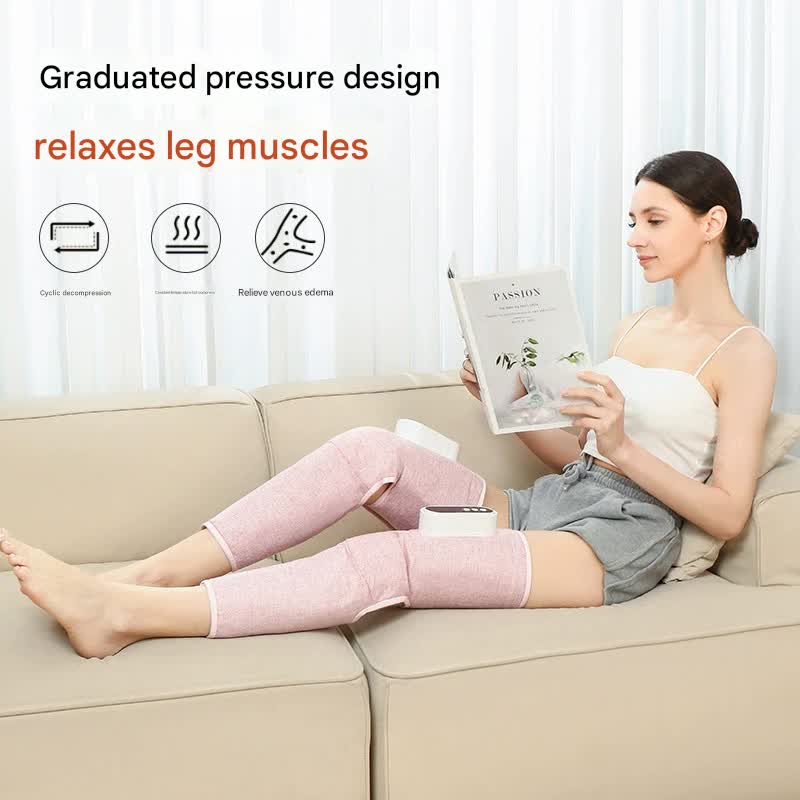 Rechargeable Air Compression Leg Massager with Heat Therapy for Knee & Calf Relief(pink-Double)