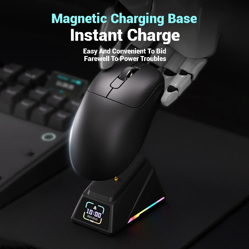 Tri-Mode Wireless Gaming Mouse with 8000Hz Polling Rate, PAW3950 Sensor & Magnetic Charging Dock(Orange)