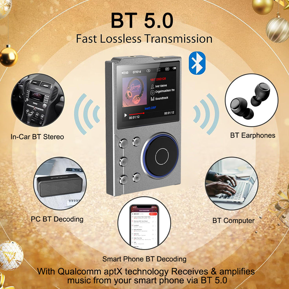 Portable Hi-Res Digital Audio Player - DSD, Dual DAC, Bluetooth 5.0, Expandable Storage(Grey 16GB + 32GB)