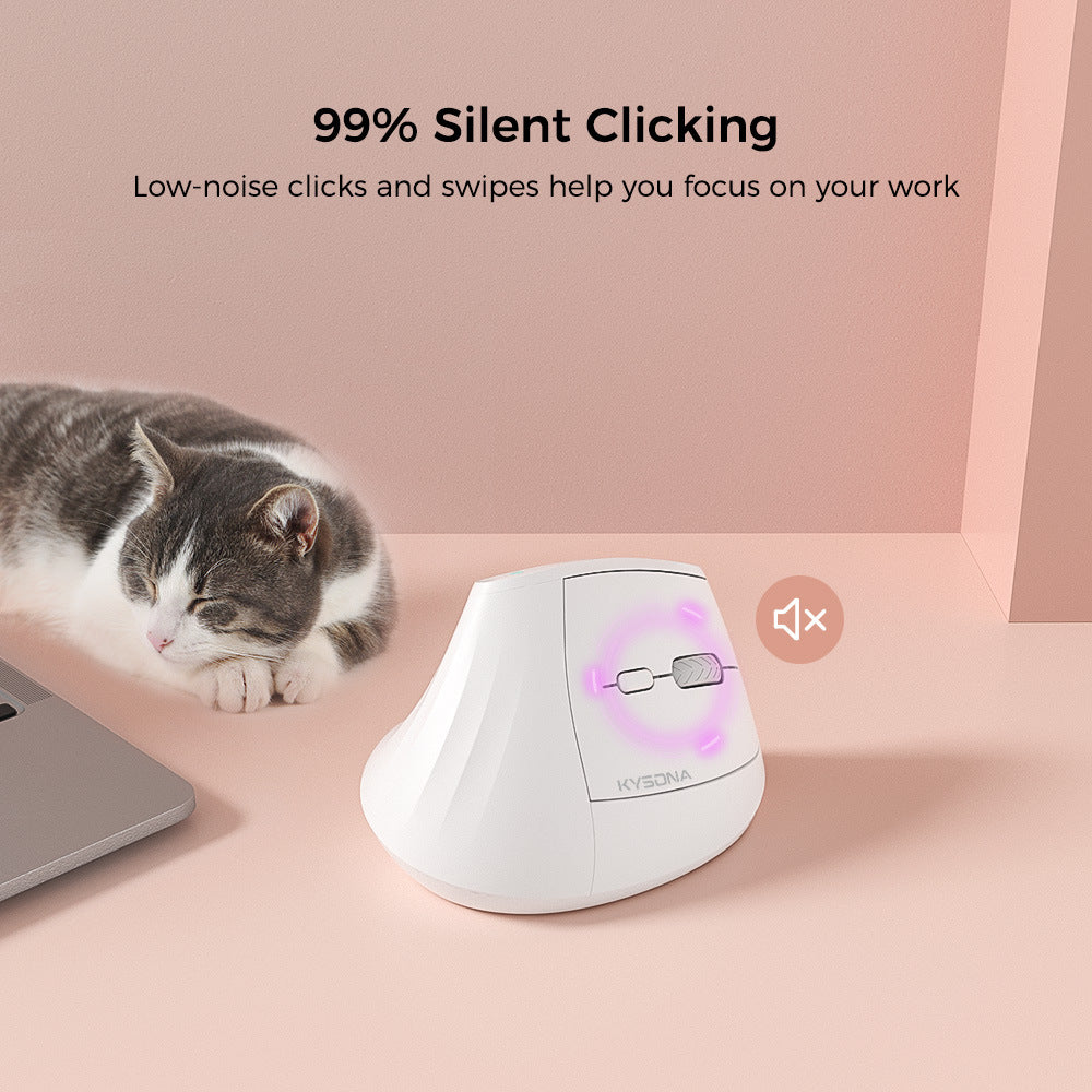 Ergonomic Vertical Mouse - Multi-Device Bluetooth5.0 & 2.4G Wireless, Adjustable DPI, Silent Click(Purple)