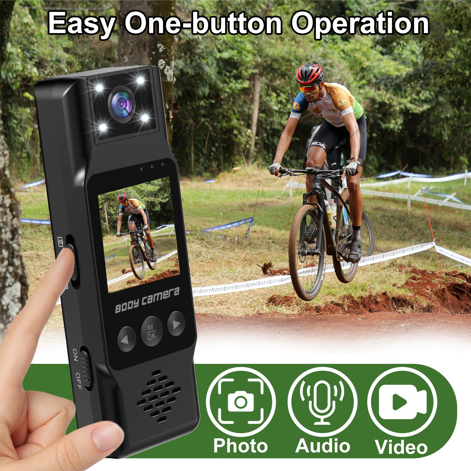 Mini Body Camera with 180 Rotatable Lens, Night Vision & Motion Detection - 1.3 Screen 1200mAh Battery(black+32G)"