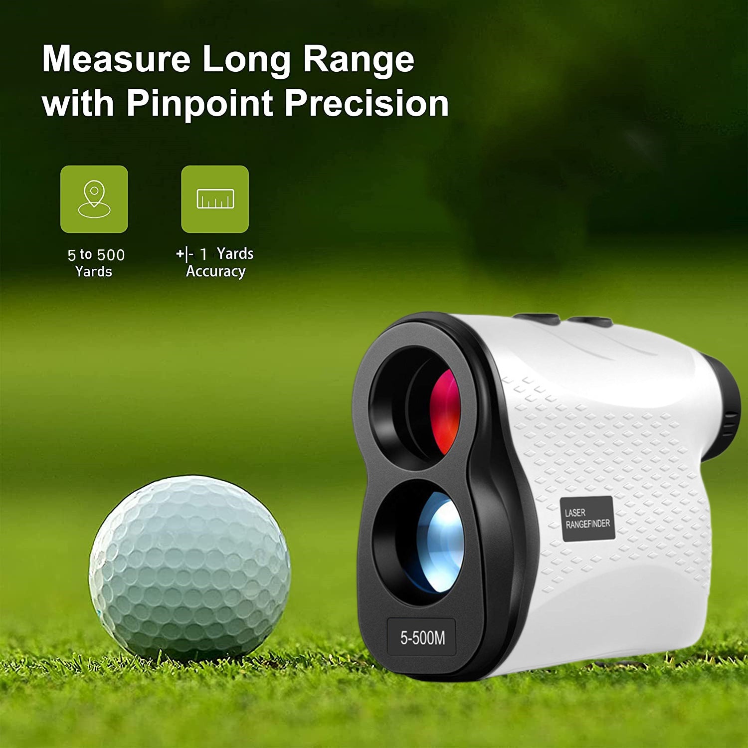 Long Range Laser Rangefinder - 5-500 Yards, Pinpoint Accuracy, Ergonomic Design(White)