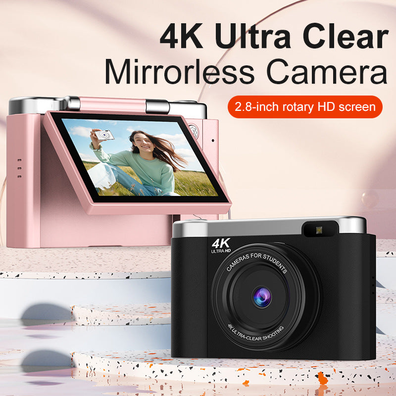 4K Ultra HD Digital Camera - 75MP, 2.8-inch Rotatable Screen, Auto Focus & Built-in Flash(black)