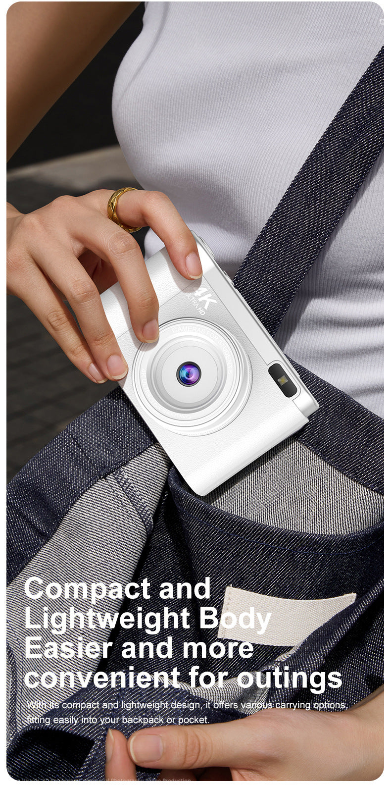 4K Ultra HD Digital Camera - 75MP, 2.8-inch Rotatable Screen, Auto Focus & Built-in Flash(black)