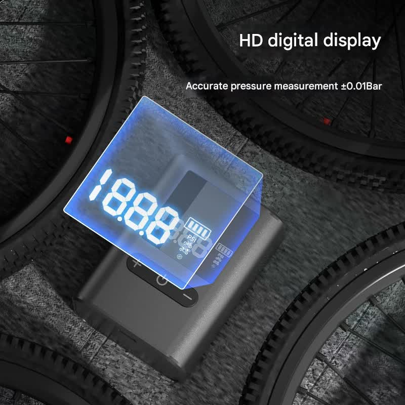 Compact Digital Display Air Pump - 100 PSI, Portable Electric Inflator with Automatic Stop(black)