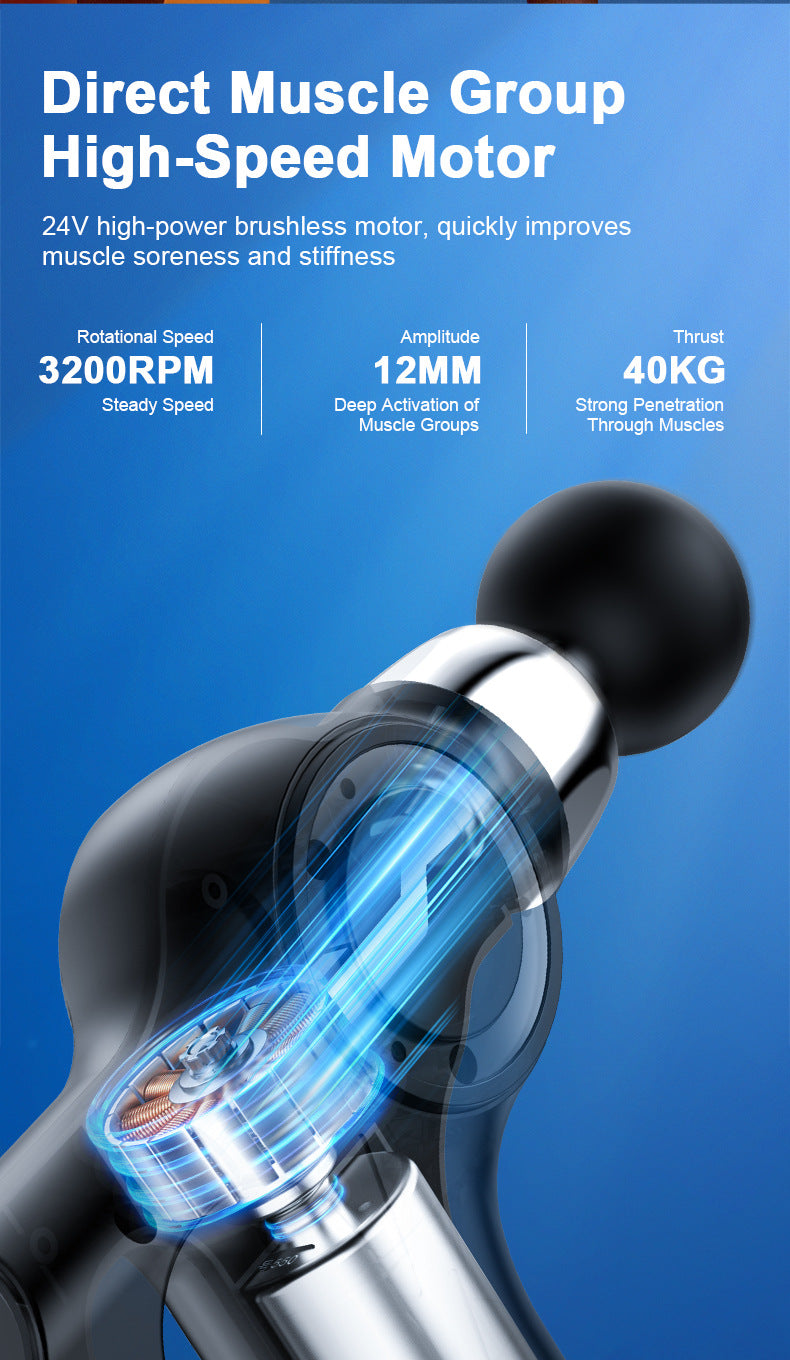 Professional Deep Tissue Percussion Massage Gun - 30 Speeds, 6 Heads & LCD Touch Screen(green)