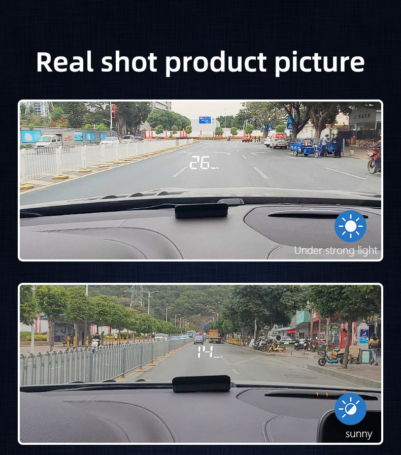 Compact OBD2 Car Head-Up Display (HUD) - Digital Speedometer with 5 Alarm Functions & Adaptive Brightness(black)