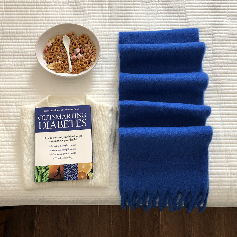 2pc Luxuriously Soft Winter Scarf with Tassel Fringe - Ultra Cozy & Warm Neck Wrap(Royal blue)