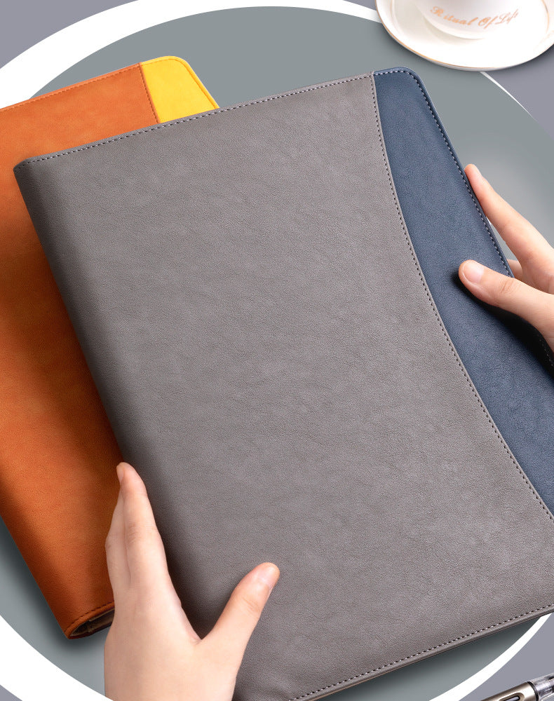 A4 PU Leather Business Portfolio with Ring Binder, Calculator & 40 Sleeves(red)