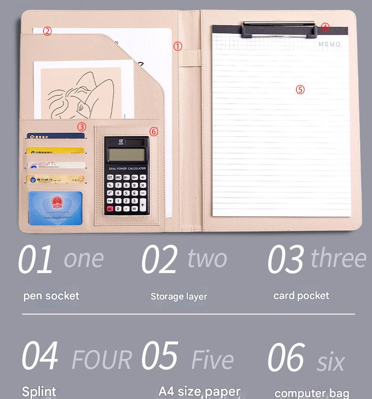 A4 PU Leather Business Portfolio with Ring Binder, Calculator & 40 Sleeves(green)