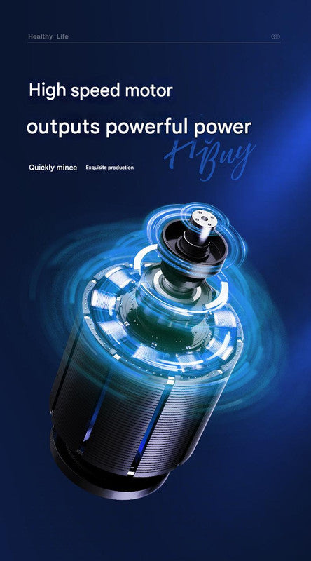 Electric Mini Garlic Chopper with Glass Bowl - USB Rechargeable, 6 Blades, Large Capacity(blue)