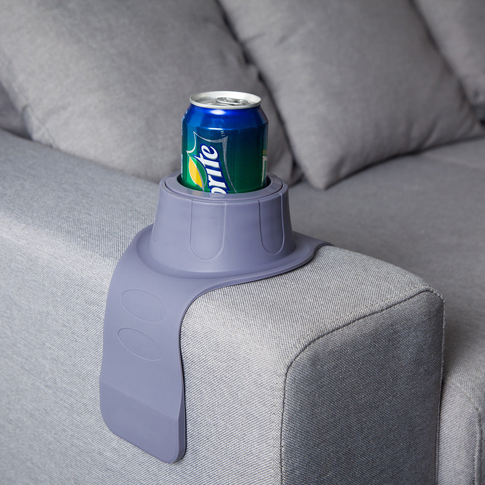 Flexible Anti-Spill Silicone Couch Arm Cup Holder - Sofa Armrest Drink Tray(black)