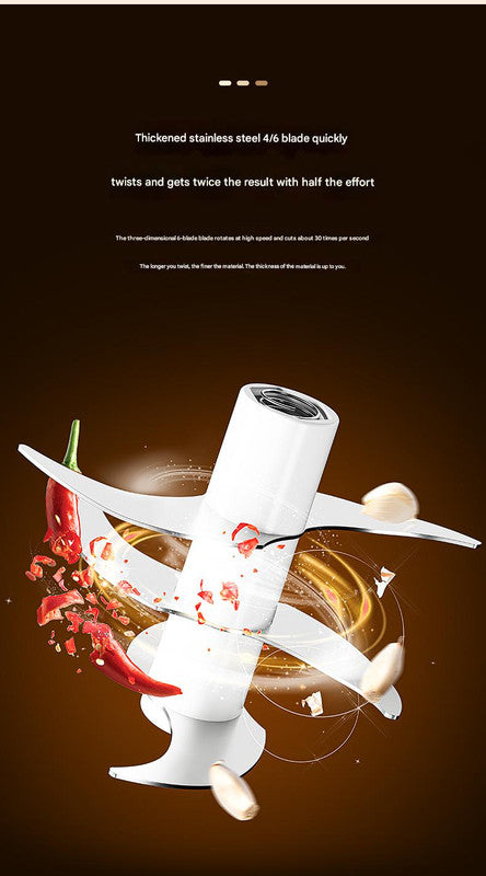 Powerful Mini Electric Food Chopper - USB Rechargeable Cordless Garlic & Meat Mincer(green 250ml + 4-blade knife)