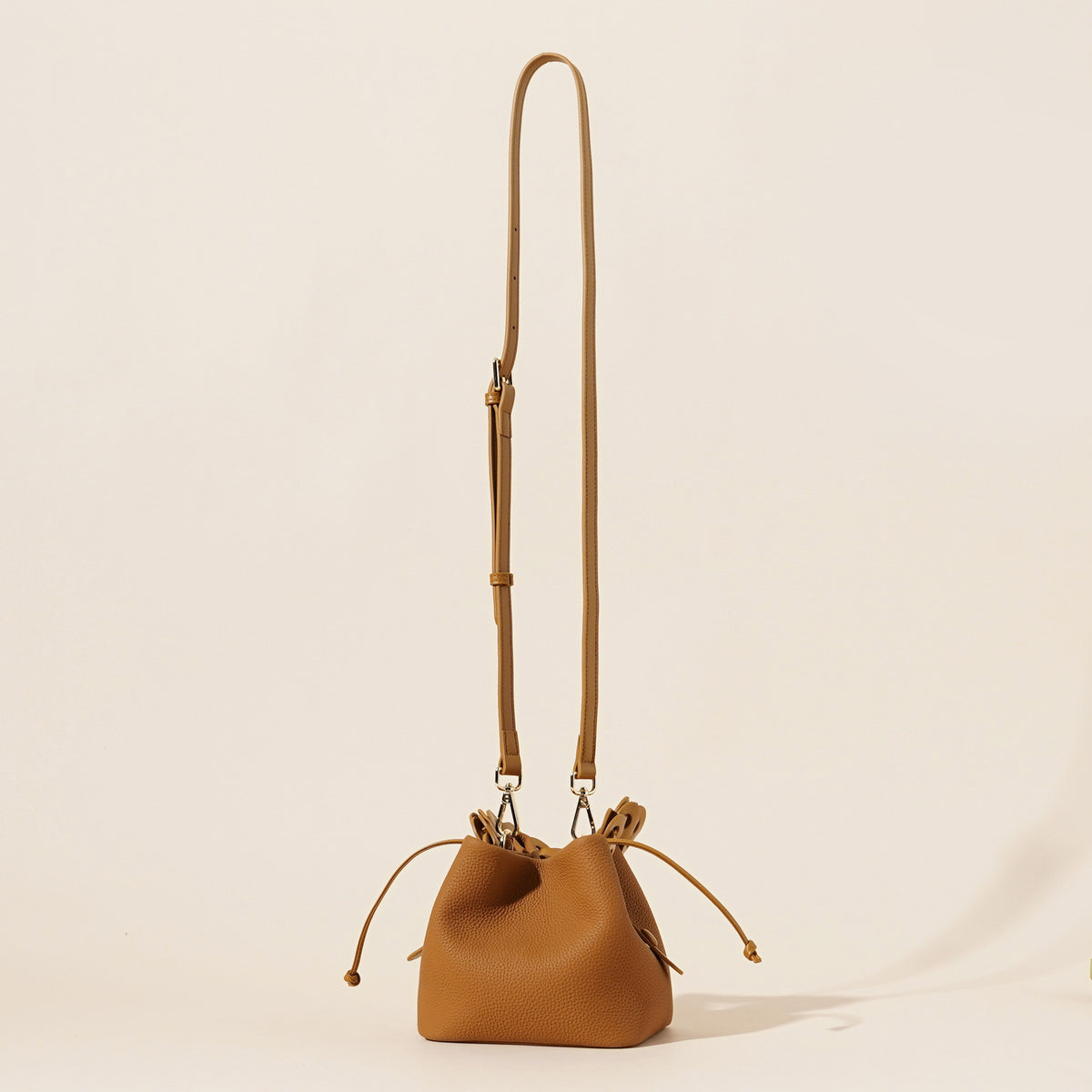 Genuine Leather Mini Bucket Bag with Braided Handle - Chic Drawstring Crossbody Purse(Black)