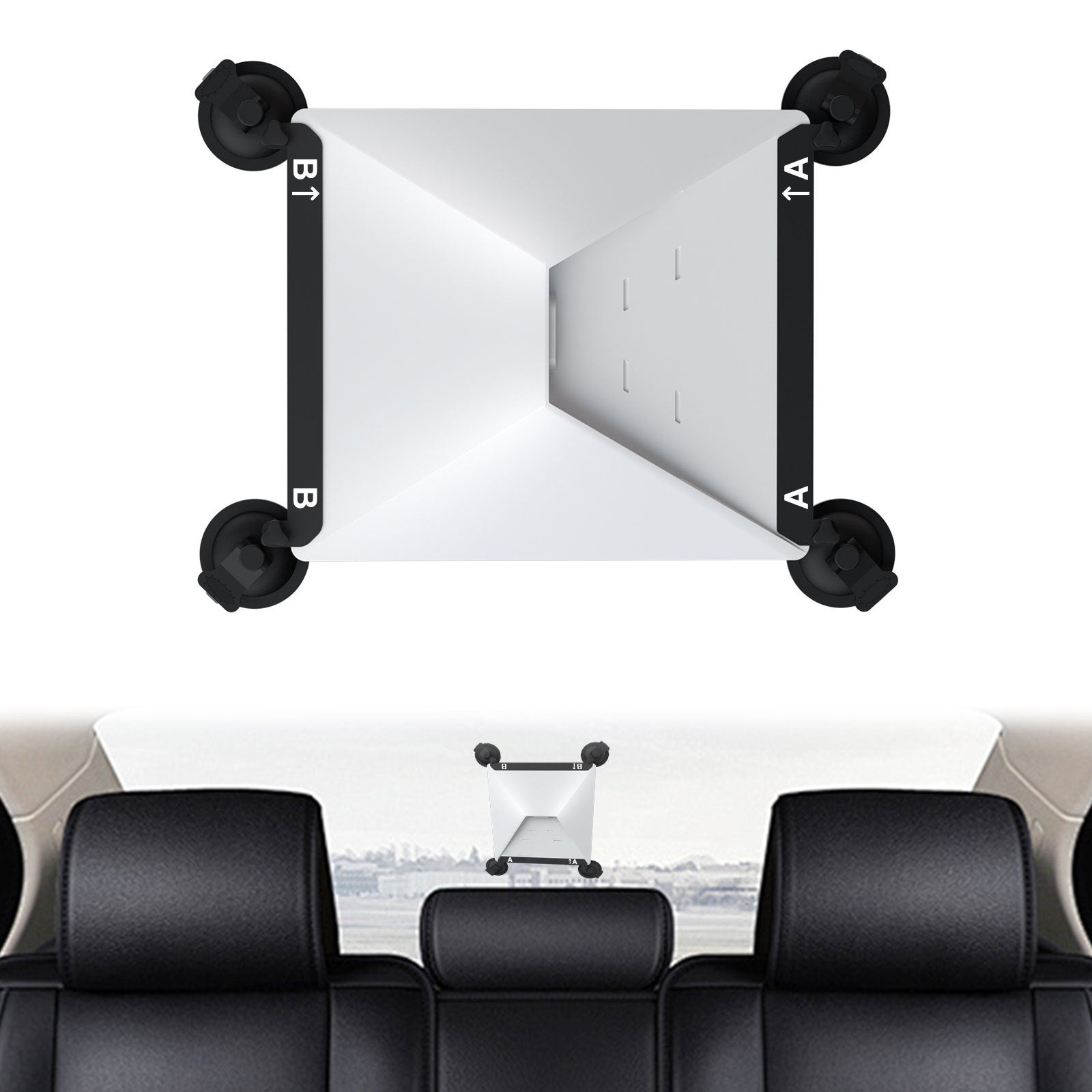 White and Black Heavy-Duty Suction Cup Mount for Starlink Mini - All-Weather Car, RV & Boat Bracket