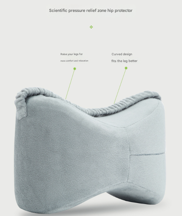 Blue Ergonomic Memory Foam Knee Pillow for Side Sleepers - Leg Positioner for Sciatica, Back, Hip & Joint Pain Relief