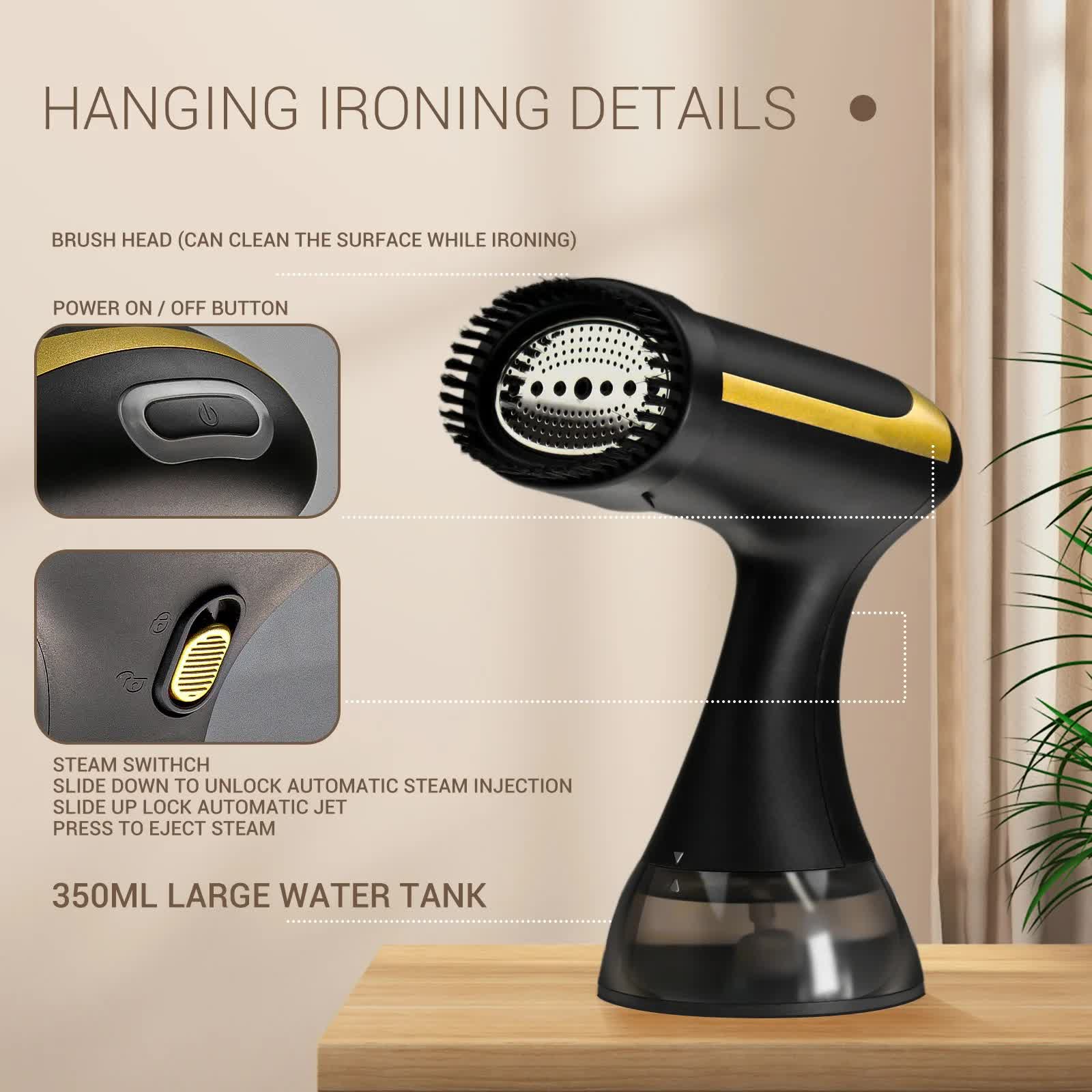 White Powerful 1500W Handheld Garment Steamer - Portable Clothes Wrinkle Remover with Fast-Heat Technology and 350ml Tank for Home & Travel