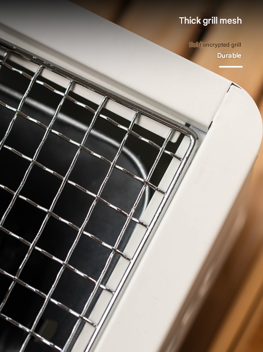 White Portable Japanese Style Tabletop Charcoal Grill - Compact Hibachi BBQ for Outdoor Camping & Patio