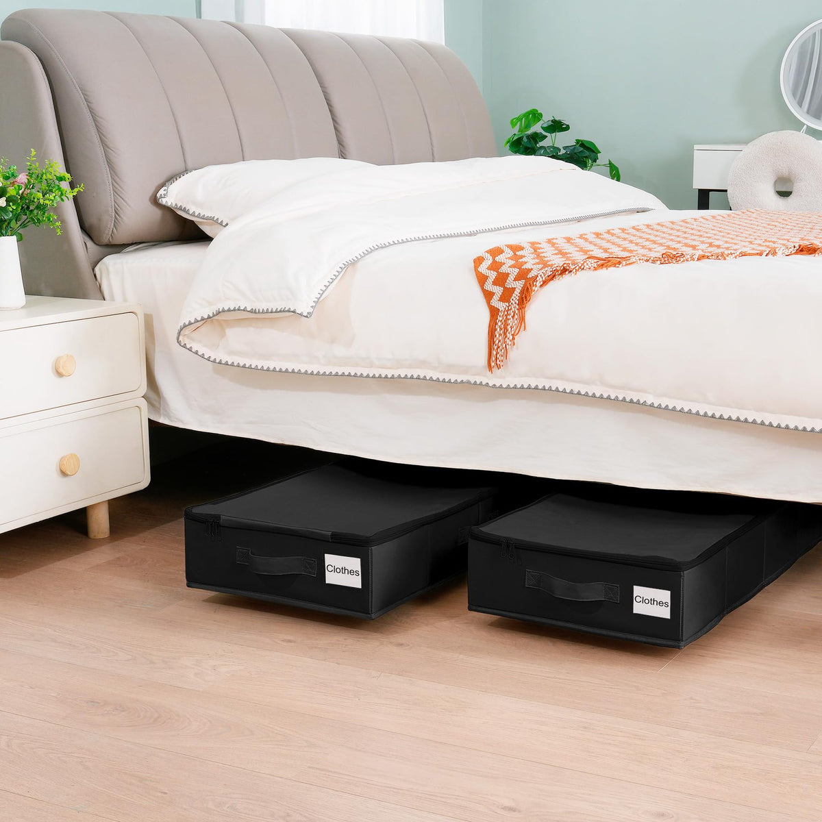 1 piece Black Size S Collapsible Underbed Storage Organizer with Wheels - Fabric Bin with Dustproof Lid