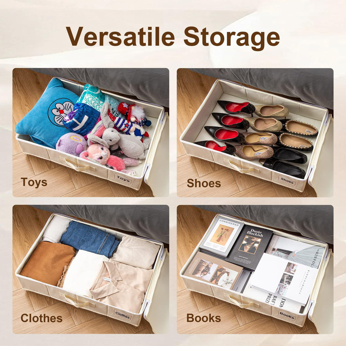 1 piece Black Size S Collapsible Underbed Storage Organizer with Wheels - Fabric Bin with Dustproof Lid