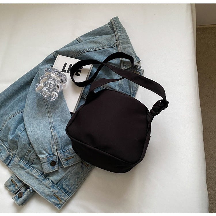 Black Lightweight Canvas Crossbody Bag - Minimalist Casual Shoulder Satchel with Adjustable Strap