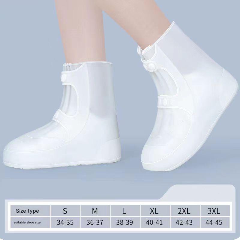 2 Pcs Size M Dark Grey Reusable Waterproof Shoe Covers - Heavy Duty Non-Slip Rain Boot Protectors