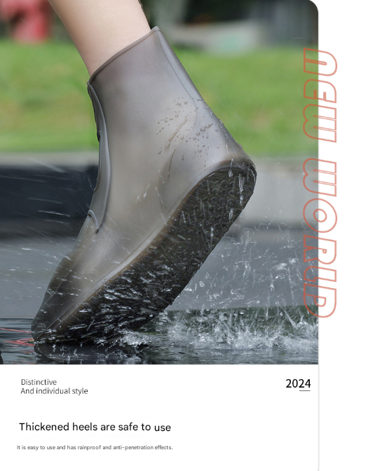 2 Pcs Size XL White Reusable Waterproof Shoe Covers - Heavy Duty Non-Slip Rain Boot Protectors