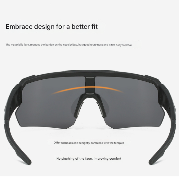 Black Unisex Sport Cycling Sunglasses - Lightweight Wraparound Eyewear for Running & Outdoor Activities