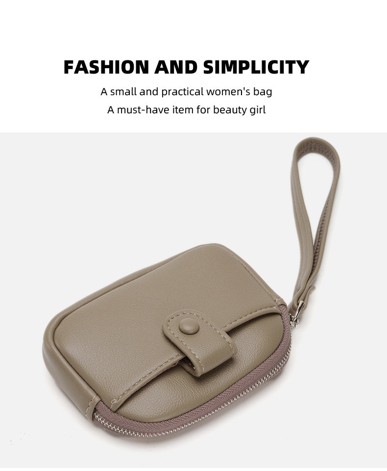 Red Womens Compact PU Leather Coin Purse - Stylish Mini Wallet Wristlet with Card Holder and Key Ring
