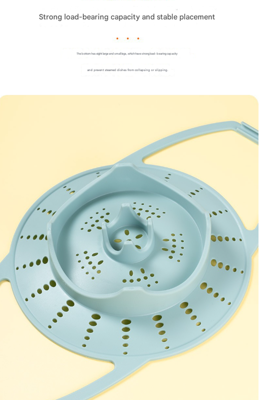 Small Blue Flexible Silicone Steamer Basket with Heat-Resistant Handles - Food-Grade Vegetable Steamer Insert for Pots & Pans