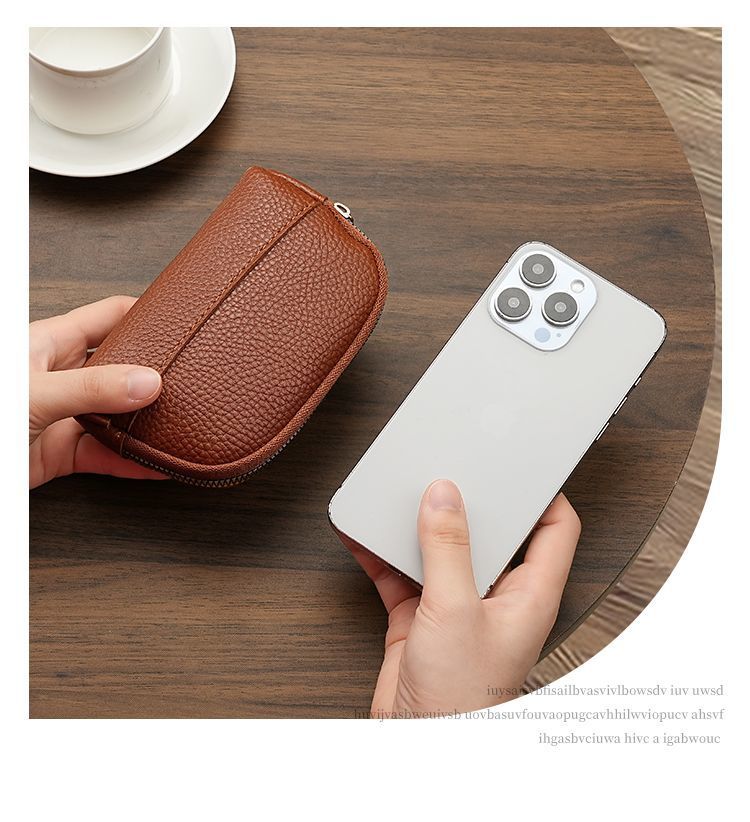 3 Pcs ( 1 Brown+ 1 Grey + 1 Beige) Elegant Faux Leather Coin Purse - Mini Zipper Pouch & Compact Card Holder Wallet