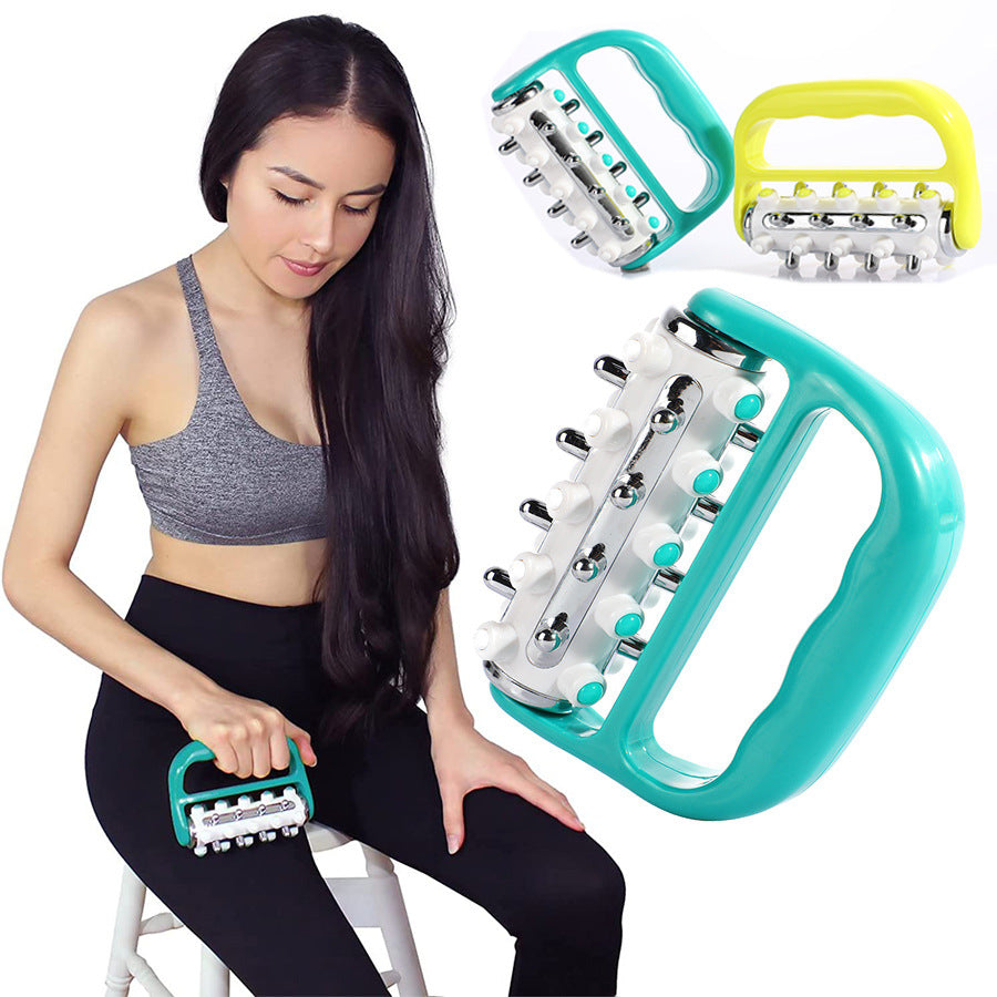 Light Green Ergonomic Body Roller Massager - Handheld Deep Tissue Tool for Muscle Relief and Fascia Release