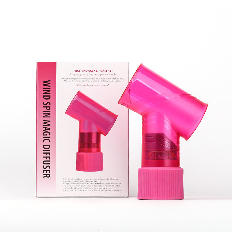 Pink Wind Spin Hair Curler Diffuser - Universal Hair Dryer Attachment for Effortless Waves and Curls