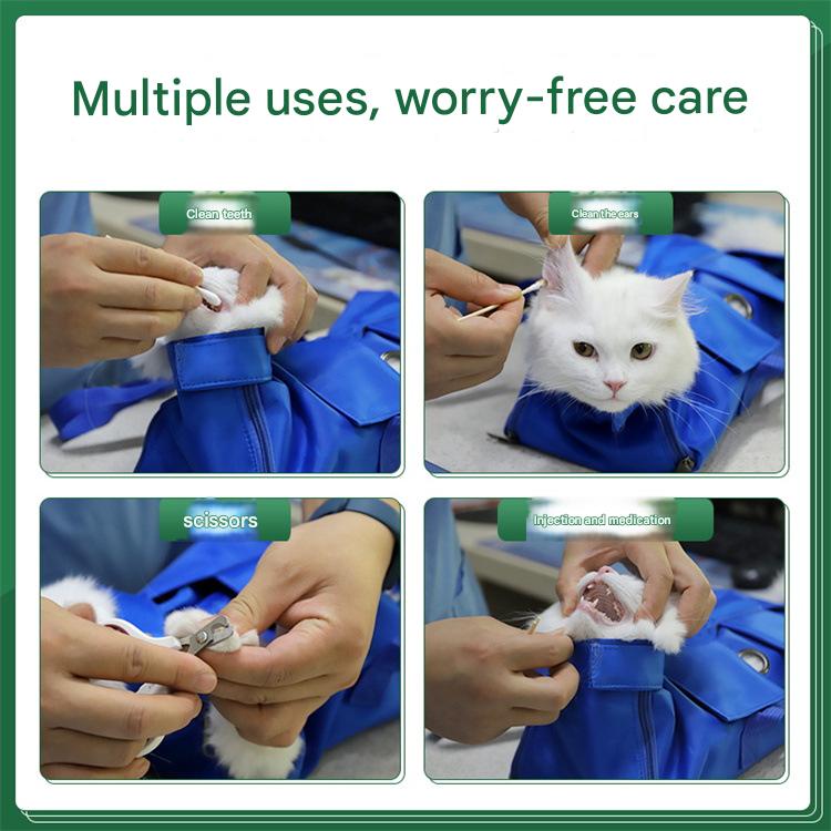 Size S Yellow Multi-Functional Cat Grooming Bag - Anti-Scratch Restraint Pouch for Nail Trimming and Vet Visits