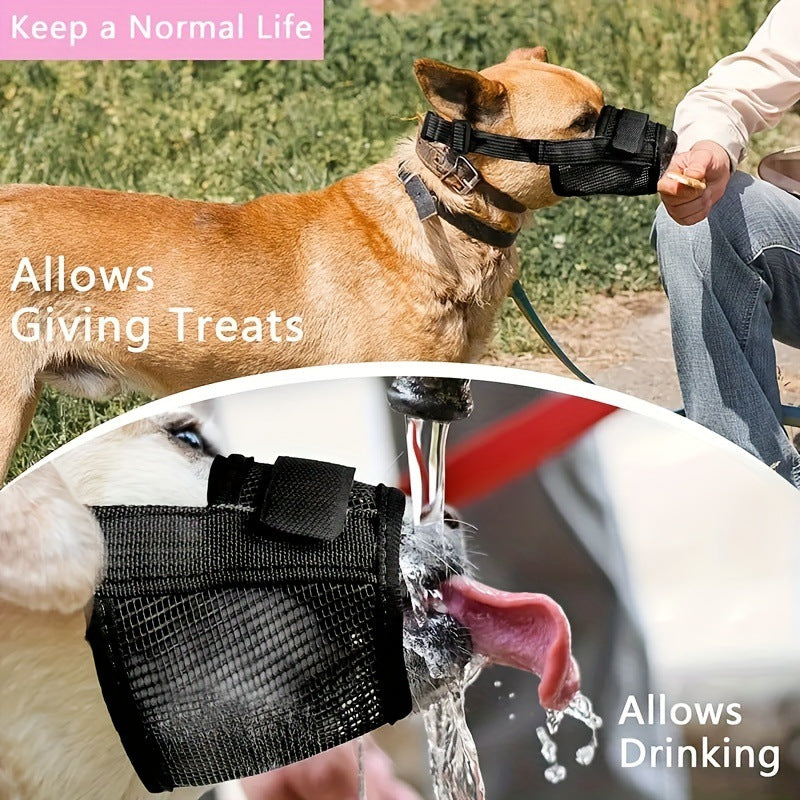 3 Pcs Size S Black Breathable Mesh Dog Muzzle - Soft & Comfortable Guard to Prevent Biting, Allows Panting and Drinking