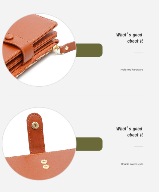 Black Compact Bifold Wallet for Women - High Capacity PU Leather Purse with Zipper Coin Pocket