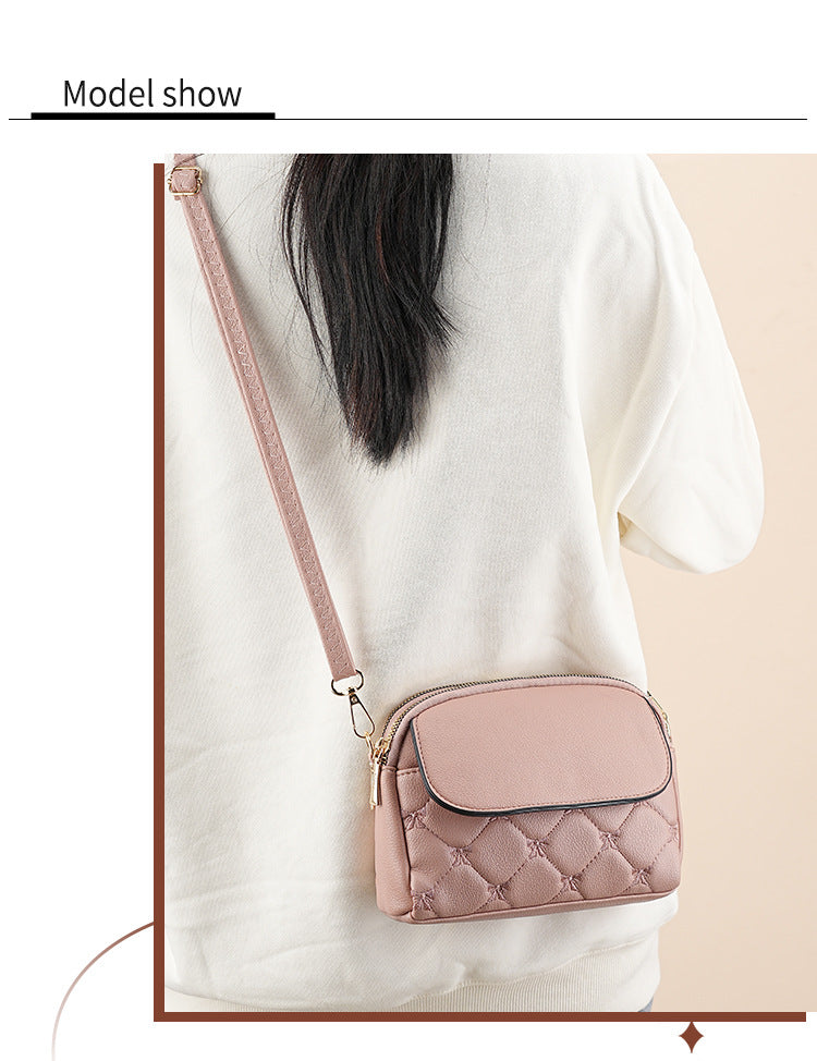 Black Chic Quilted Crossbody Bag - Multi-Compartment PU Leather Shoulder Purse