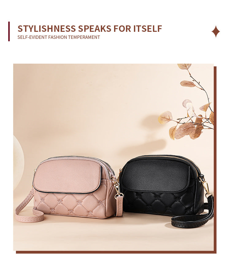 Pink Chic Quilted Crossbody Bag - Multi-Compartment PU Leather Shoulder Purse