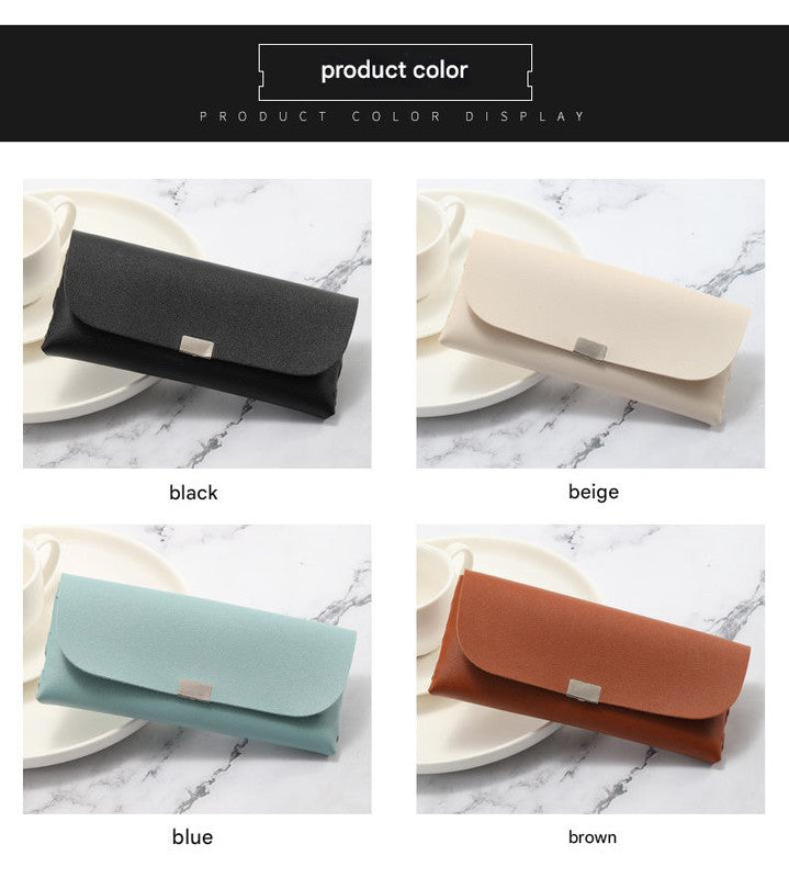 Brown Sleek PU Leather Eyeglass Pouch Set (3-Pack) - Slim Protective Case for Sunglasses